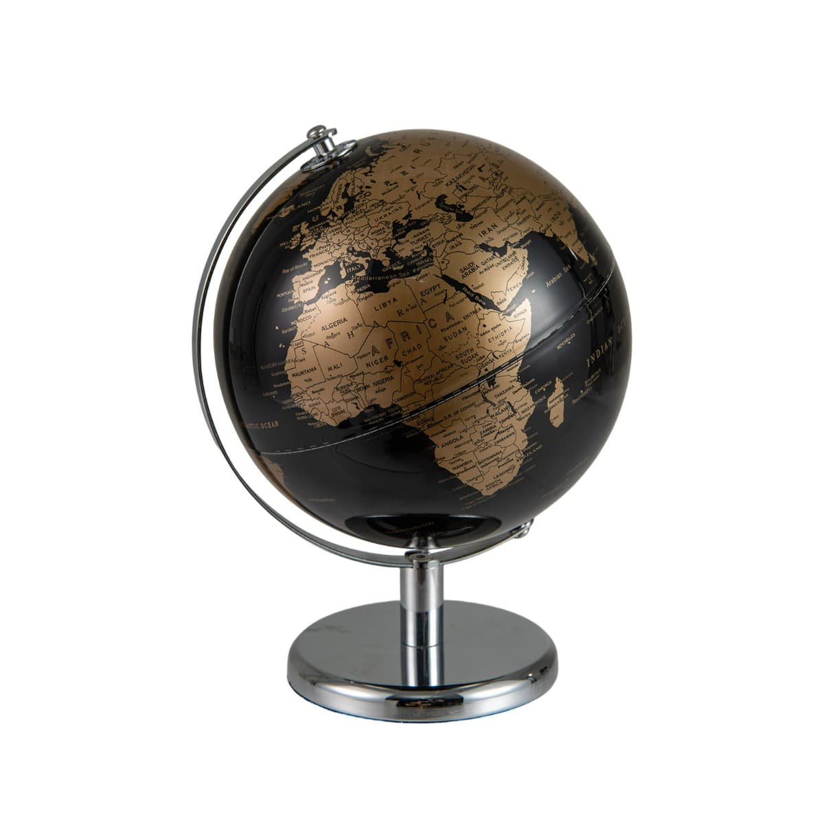 CostwayGlobe Terrestre Métallique Noir Globe Terrestre Rotatif de 8 Pouces avec Support en Métal Jouet Éducatif pour Enfants Or